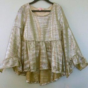GB GIRLS Sparkly Gold Lame Top